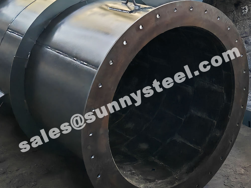 Cast basalt tile lined pipe