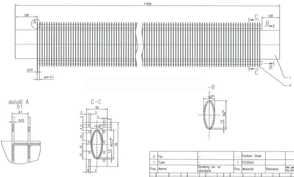 Oval fin tubes