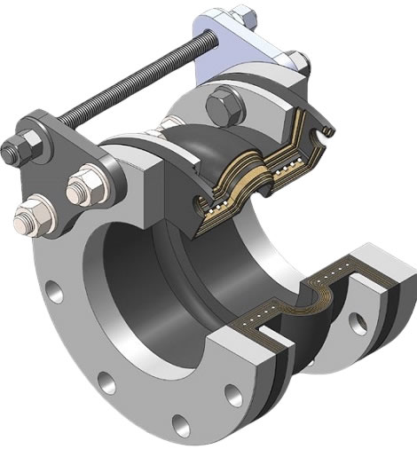 3-dimensional model of a spool arch type rubber expansion joint