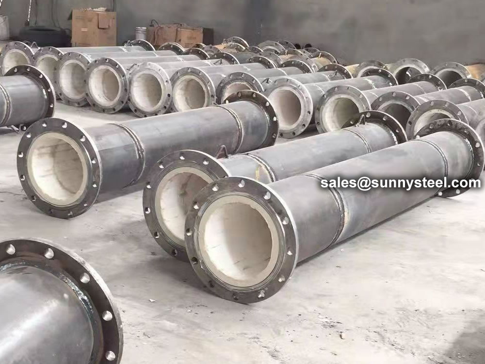 Stud welding type wear-resistant ceramic lined pipe