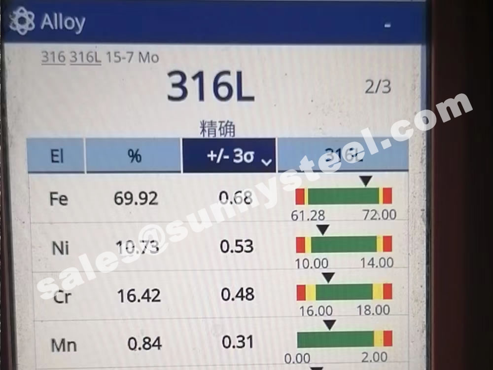 316L PMI test